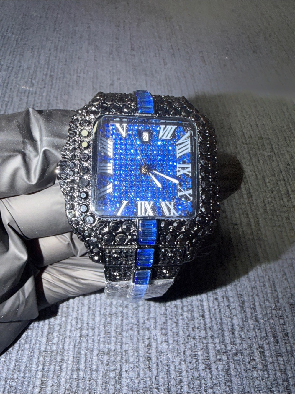 Men's Blue Crystal Accent Square Watch - Unknown Brand